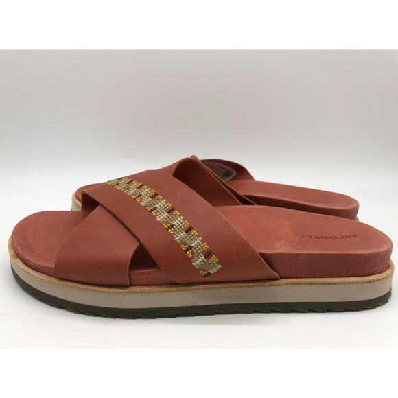 Merrell Women's Juno Redwood Full Grain Leather Slide Sandals Size 9 NEW - Picture 2 of 12